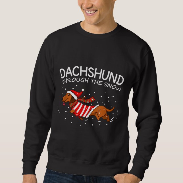 Sweatshirt Dachshund à travers la neige drôle chien Noël (Devant)