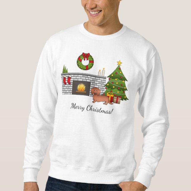 Sweatshirt Dachshund aux longs poils rouges Chien mignon - Ch (Devant)