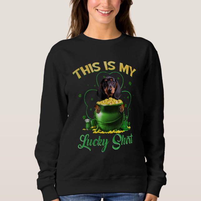 Sweatshirt Dachshund C'Est Mon Lucky Patrick Day (Devant)