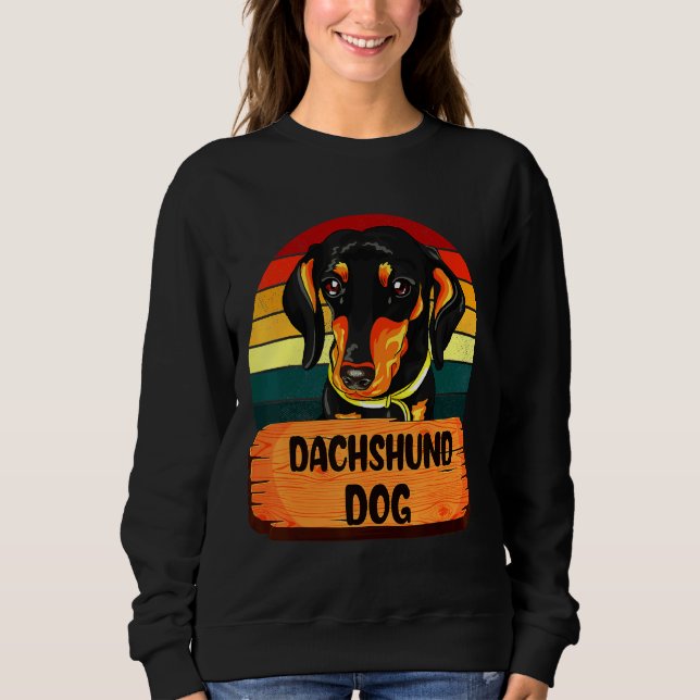 Sweatshirt Dachshund Chien couleurs rétro (Devant)