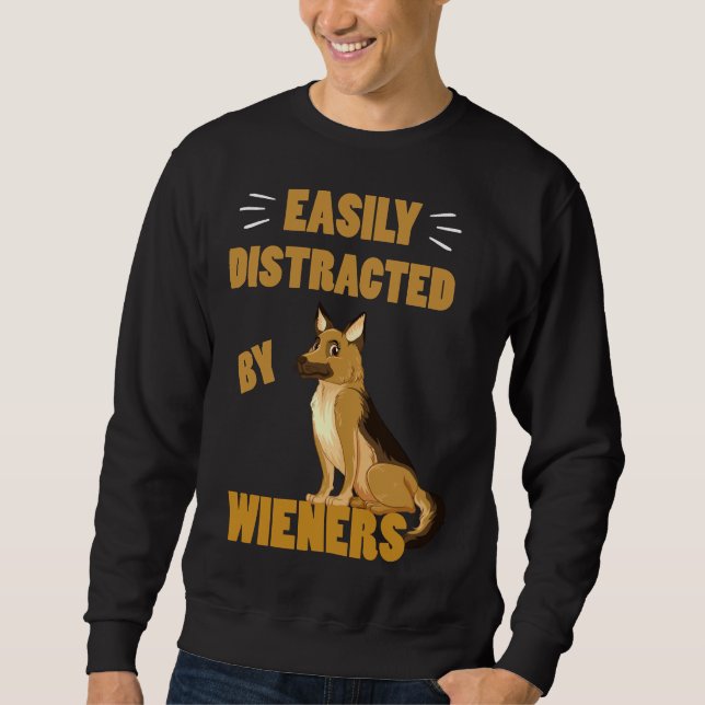 Sweatshirt Dachshund Chien Facilement Distrait Par Les Wiener (Devant)