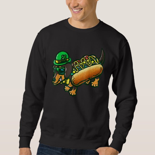 Sweatshirt Dachshund Chien Leprechau St Patrick Day Saint Pad (Devant)