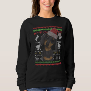 Sweatshirt Dachshund Chien Père Noël Moche Motif de Noël X