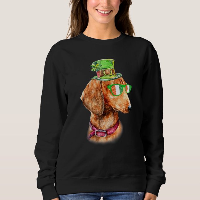 Sweatshirt Dachshund Chien Shamrock Jour de la Saint Patrick  (Devant)