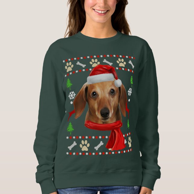 Sweatshirt Dachshund Chien Vilain Noël (Devant)