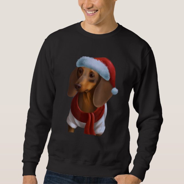 Sweatshirt Dachshund Chiweenie Wiener Dog Santa Claus Hat Chr (Devant)