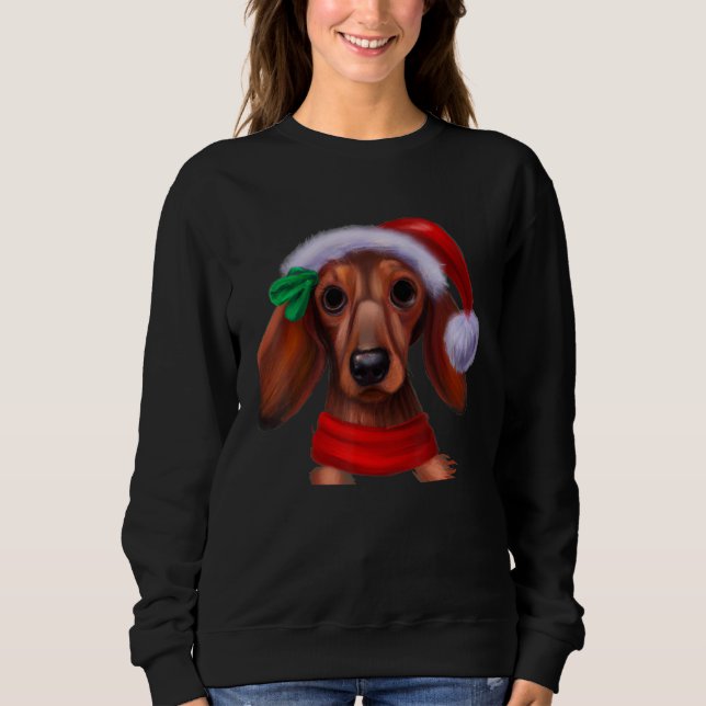 Sweatshirt Dachshund Chiweenie Wiener Dog Santa Claus Hat Chr (Devant)