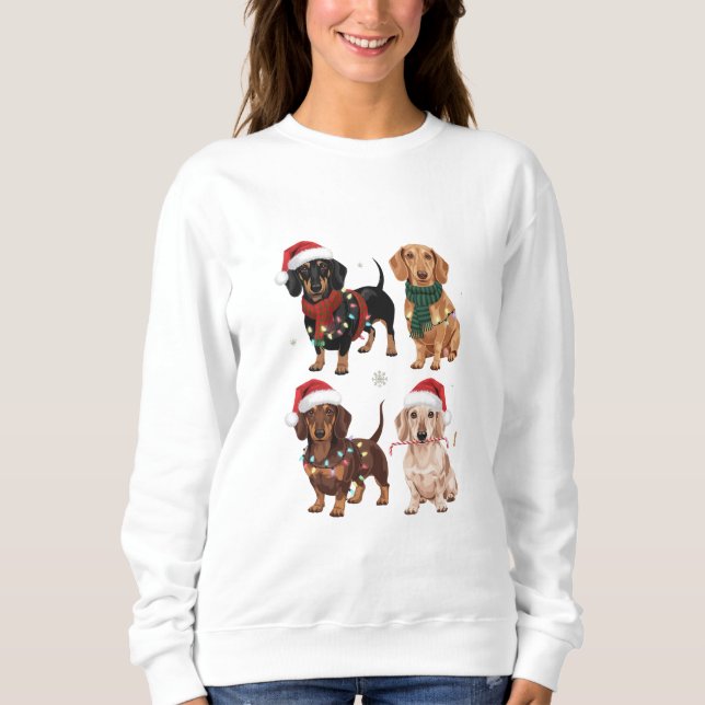 Sweatshirt Dachshund Christmas Chien Maman Lover Noël Cadeau (Devant)