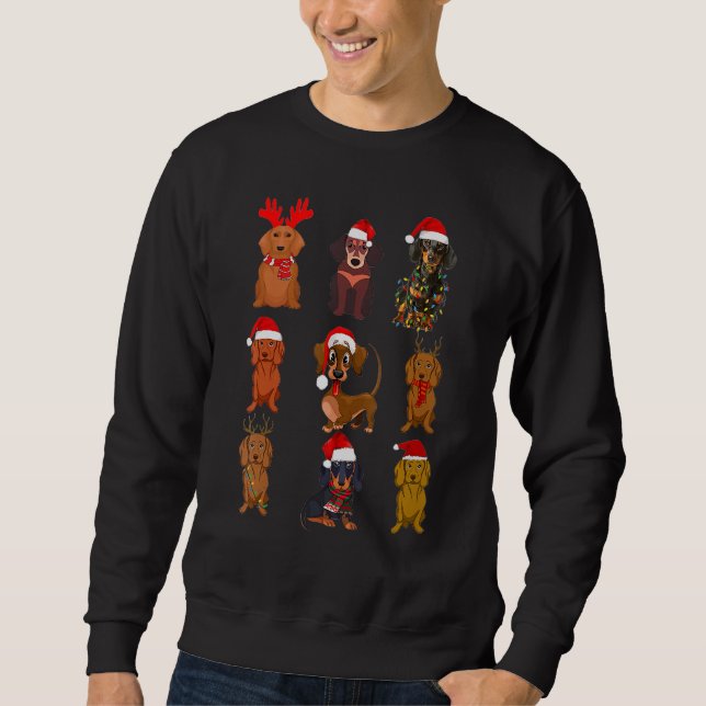 Sweatshirt Dachshund Christmas Père Noël Reindeer Dachshund C (Devant)
