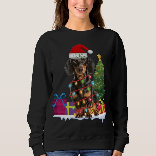 Sweatshirt dachshund dackel wiener dog laide de noël moche (Devant)