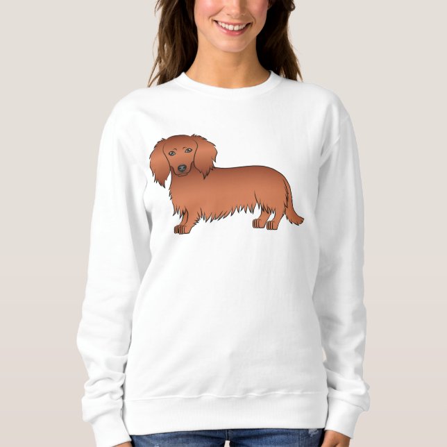 Sweatshirt Dachshund de dessin animé mignon aux longs cheveux (Devant)