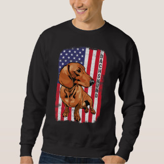 Sweatshirt Dachshund Dog With US Flag Happy July 4th American