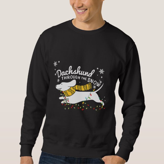 Sweatshirt Dachshund Fairy Lights Through The Snow (Devant)