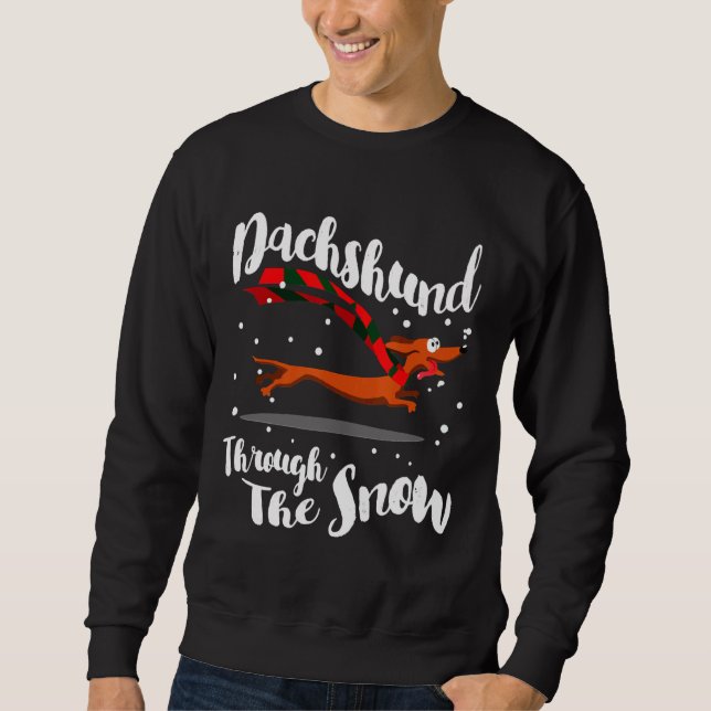 Sweatshirt Dachshund Gif Through The Snow (Devant)