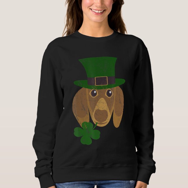 Sweatshirt Dachshund Jour de la Saint Patrick Shamrock Dachsh (Devant)