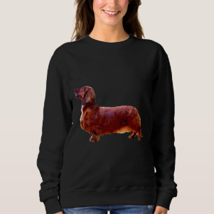Sweatshirt Dachshund Long Haired Mini Shaded Chien rouge