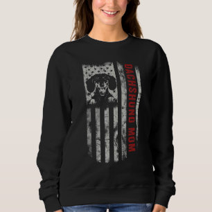 Sweatshirt Dachshund Maman Vintage Drapeau américain Patrioti