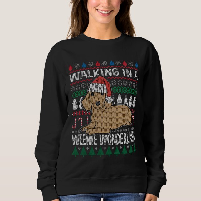 Sweatshirt Dachshund Marcher Dans Une Wonderland Weenie (Devant)