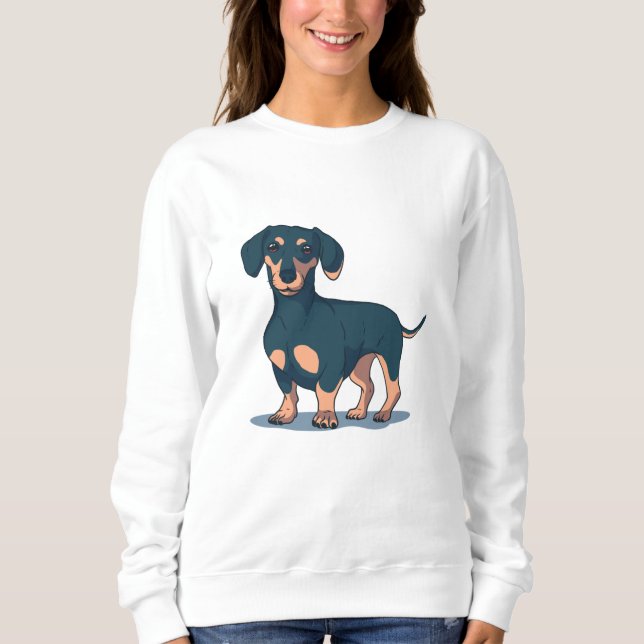 Sweatshirt Dachshund noir (Devant)