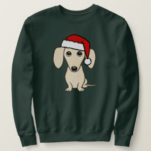Sweatshirt Dachshund Père Noël Cute Wiener Dog couleur crème