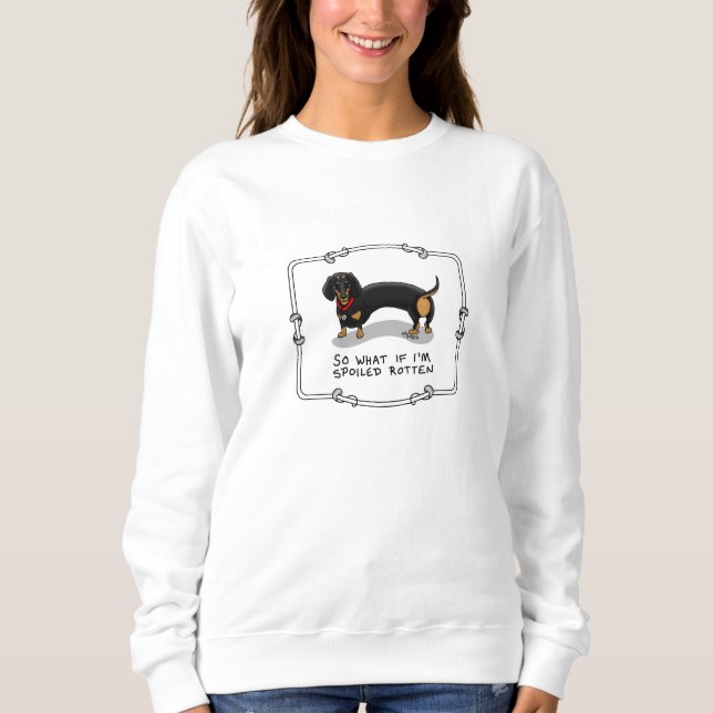 Sweatshirt Dachshund pourri (S noir & tan) mignon chien (Devant)