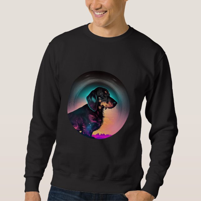 Sweatshirt Dachshund Synthwave 80s Retrowave Aesthetic  2 (Devant)