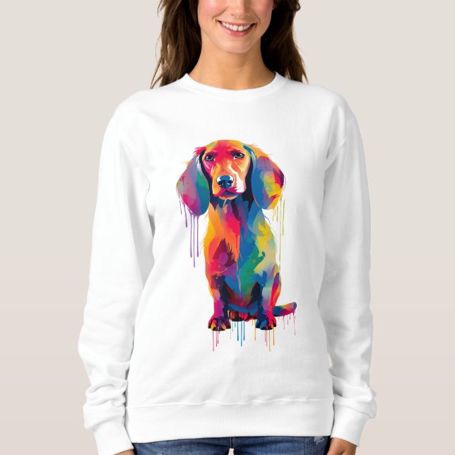Sweatshirt Dachshund Vibrant et coloré (Devant)