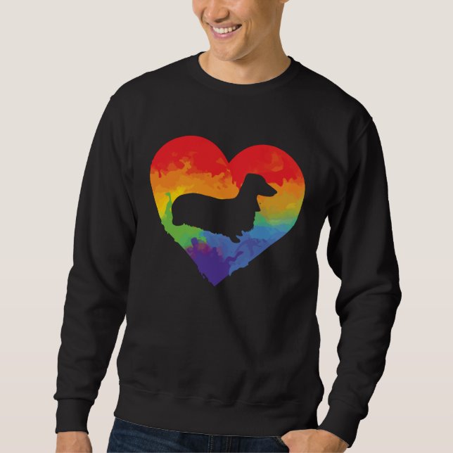 Sweatshirt Dachshund Watercolor Rainbow Heart for Dachshund (Devant)