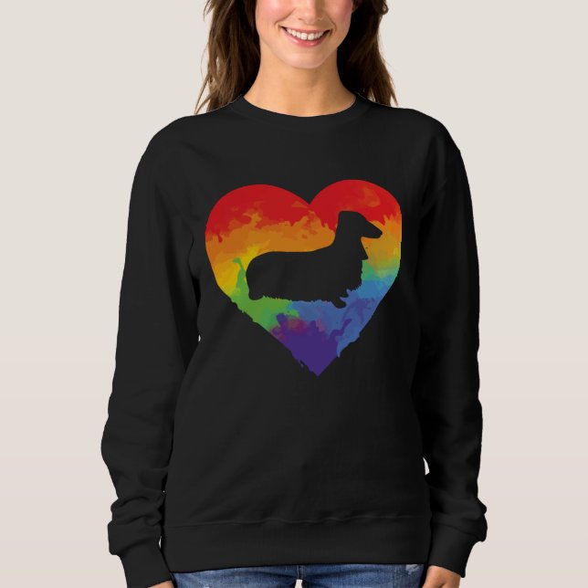 Sweatshirt Dachshund Watercolor Rainbow Heart for Dachshund (Devant)