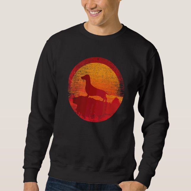 Sweatshirt Dachshund Wiener Doxen Chien Retro Sunset (Devant)