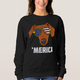 Sweatshirt Dachshund Wiener Drapeau américain 4 juillet Fou