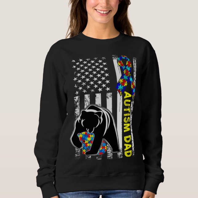 Sweatshirt Dad Autism Awareness American Flag Fathers Day for (Devant)