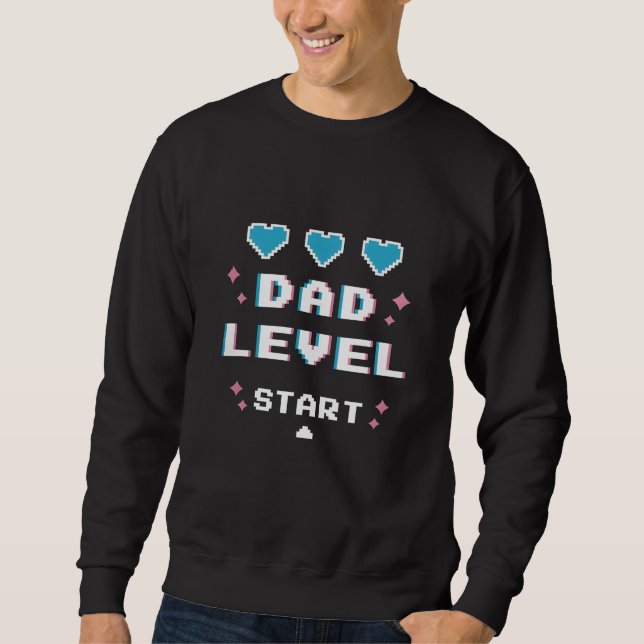 Sweatshirt Dad Level Start Pixel Gaming Style (Devant)