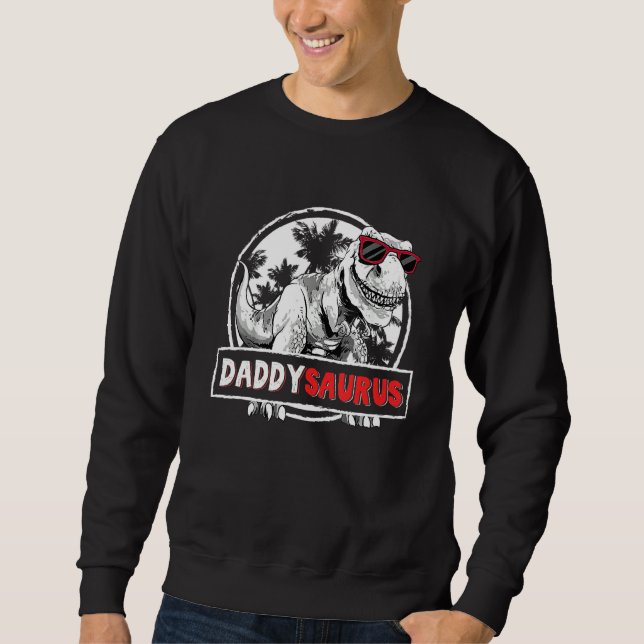 Sweatshirt Daddy Saurus Rex Dinosaur Fête des pères Famille M (Devant)