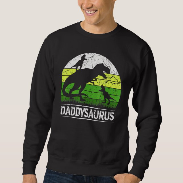 Sweatshirt Daddysaurus T Rex 2 Dinosaure Deux Enfants Noël (Devant)