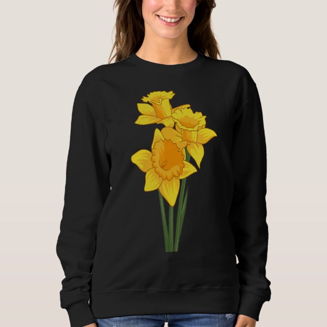 Sweatshirt Daffodiles Fleurs Florales Style Printemps Pâques  (Devant)