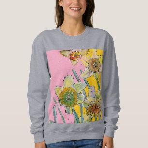 Sweatshirt Daffodique Jaune Daffodique Floral Aquarelle Flowe