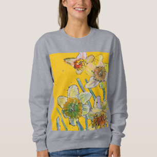 Sweatshirt Daffodique Jaune Daffodique Floral Aquarelle Flowe
