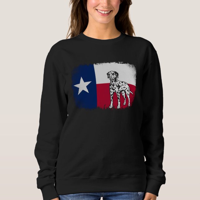 Sweatshirt Dalmatian vintage Texas Texan flag dog (Devant)