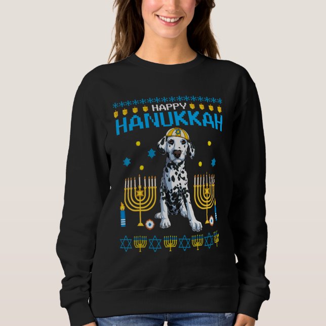 Sweatshirt Dalmatien Chanukah Juif Laide Hanoukka Sweater Pa (Devant)