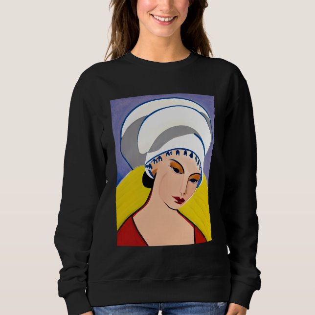 Sweatshirt Dame Moderne Art Déco avec un Turban (Devant)