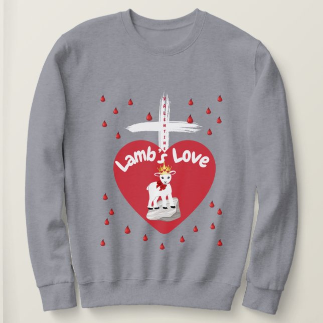 Sweatshirt d'amour de l'agneau de Valentine (Design devant)