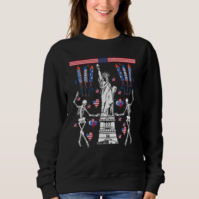 Sweatshirt Dancing Skeleton 4th of July American Flag Skellie (Devant)