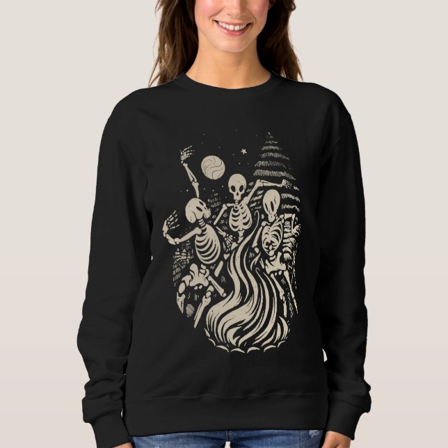 Sweatshirt Dancing Skeletons Bones Under the Moon Wicca Wicca (Devant)