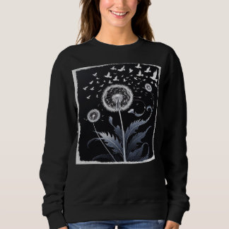 Sweatshirt Dandelion Birds Tattoo Swarm of Birds Spring