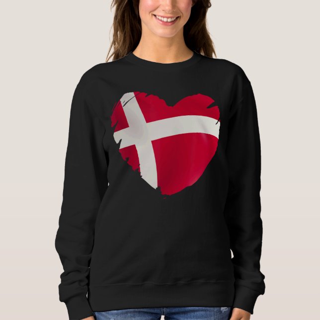 Sweatshirt Danemark Drapeau Sur La Forme Du Coeur Danemark (Devant)