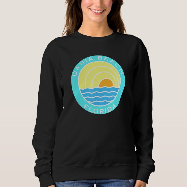 Sweatshirt Dania Beach Floride Retro Sunset (Devant)