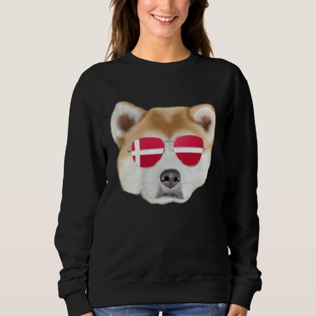 Sweatshirt Danish Flag Akita Dog Denmark Pocket (Devant)