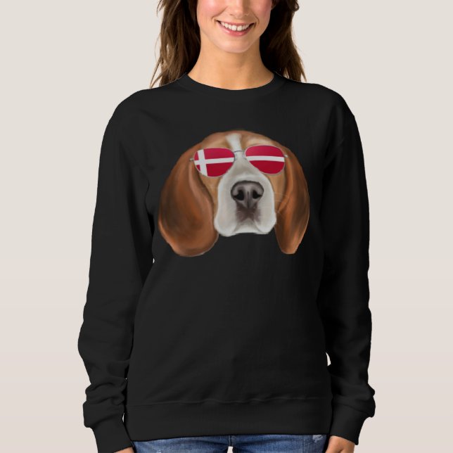 Sweatshirt Danish Flag Beagle Dog Denmark Pocket (Devant)