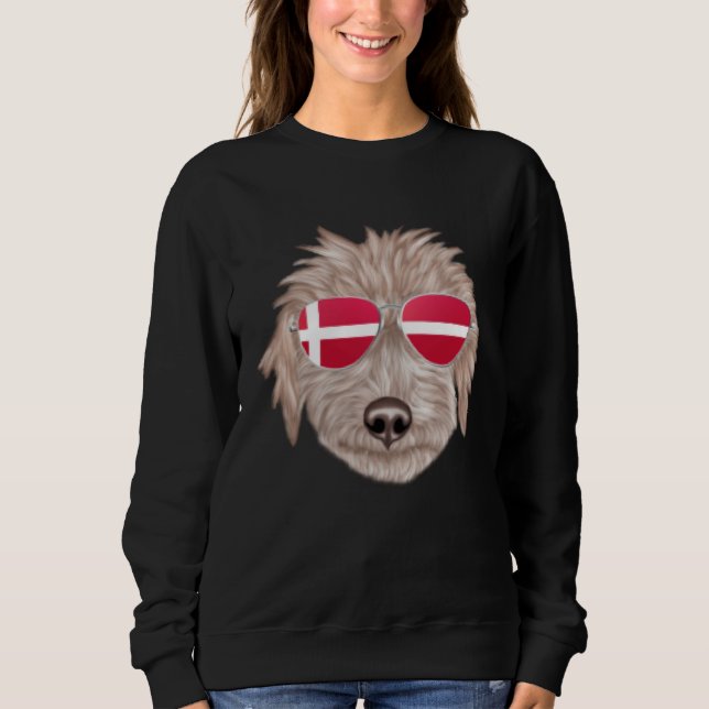 Sweatshirt Danish Flag Bedlington Terrier Dog Denmark Pocket (Devant)
